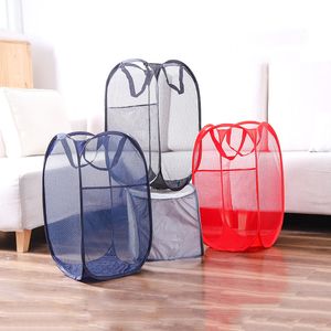 Wholesale Foldable Mesh Laundry Basket Clothes Storage supplies Washing Clothes Laundry Bag Hamper Storage Bags