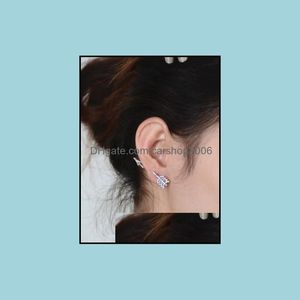 Jewelryeuropean Style Gold /Sier Plated Tone Arrow Fl Rhinestone Stud Earrings Jewelry For Girls/Ladies Drop Delivery 2021 Ecoqn