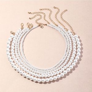 Mode Bröllop Kvinnors Imitation Halsband Retro Vit Big Pearl Elegant Smycken Tillbehör 2021