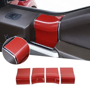 Car Inner Door Handle Trim Dcoration Sticker For Ford F150 15+ Auto Interior Accessories Red Carbon Fiber 4PCS