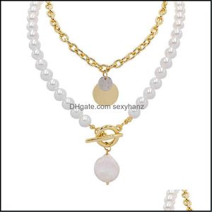 Pendant Necklaces & Pendants Jewelry Sexy Pearl Necklace 2021 Net Red Double-Layer Clavicle Chain Choker Collar Short Neck Female Drop Deliv
