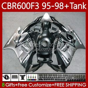 Flat grey Fairings +Tank For HONDA CBR 600 600F3 CBR600 F3 FS CC 1997 1998 1995 1996 Body 64No.98 CBR600F3 600CC 600FS 95-98 CBR600-F3 CBR600FS 97 98 95 96 Bodywork Kit