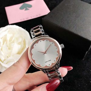 Marca relógios feminino menina cristal em forma de coração estilo metal banda de aço relógio de pulso de quartzo ks 02251f
