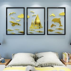 Duvar Çıkartmaları D Üç Boyutlu Yelkenli Tekne Dekorasyon Oturma Odası Yatak Odası Yurdu Arka Plan Triptych Avrupa Boya