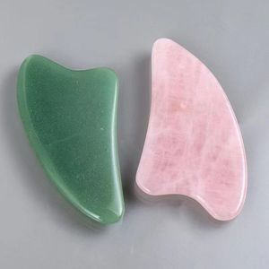 Rose Quartz Gua Sha Board V Kształt Skrobak Pielęgnacja Twarzy Narzędzie do masażu Naturalne Jade Aventuryn Skrobanie Kamień Spa Ciało Uzdrowienie Beauty Health