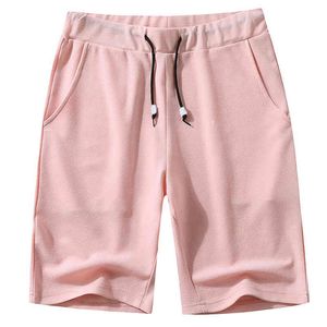 Rosa shorts män stickade sommar springa casual träning mens kort byxor strand solida sweatpants utomhus kartong shorts jogger 210524