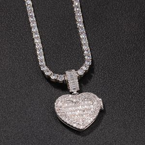 Custom Photo Necklace Heart Clamshell Pendant Men Charm Hip Hop Bling Iced Out Jewelry Solid back For Gift