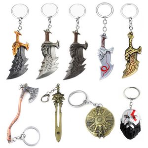 Game Peripheral God of War 4 Chaos Blade Broadsword Keychain Kuiye Axe Model Mask Pendant keychain accessories cute for men G1019