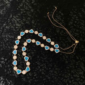 s925 Sterling Silver The summer lovely Yellow Gold Color Multi Sun Lagoon Blue Heart Adjustable Necklace For Women Gift Jewelry Y1204