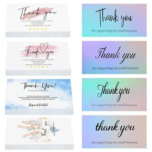 Party Decoration 50Pcs Thank You For Supporting My Small Business Cards Laser Flowers Purchase Thanks Greeting Card Customer Writable