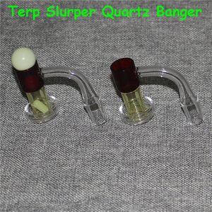 Flat Top Terp Slurper Smoking Quartz Banger With Solid Marbles 14mm 90degrees Vacuum Nails For Glass Water Pipes Dab Rigs
