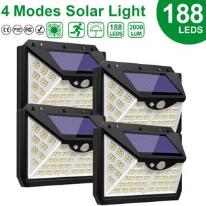 188 LED Solar Light Outdoor 4Modes Solar Lamp Drivs Solljus Vattentät Motion Sensor Light för Garden Patio Luces Solares
