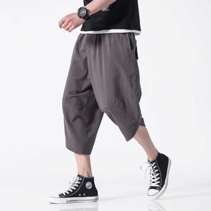 Chinese Style Harem Pants Men 2020 Summer Casual Pants Men Solid Ankle-length Joggers Men X0723