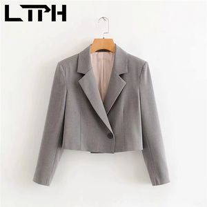 England Style blazer fashion short high-grade gray Blazers Jackets simple casual long sleeve Lady Suit Coat Spring 210427