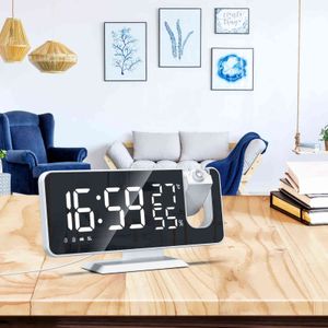 FM Radio LED Digital Alarm Clock Projection Electronic Alarm Clock USB Desktop Clocks with Snooze FM Radio Wake Up Temperature 211111