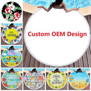 OEM Custom Designs Microfiber Round Beach Handduk Undersea Värld Tjock Dusch Badhanddukar Sommar Swim Circle Yoga Mat 150cm