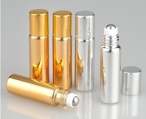 5 ml UV-rulle på flaska guld och silver eterisk oljestål Metal Roller boll doft parfymflaskor