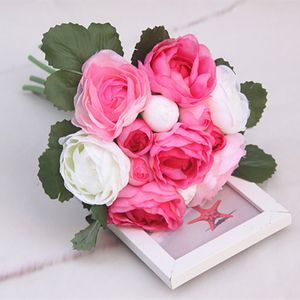 Camelia artificiale Bouquet da sposa a cascata Sposa Ragazza Fiori Matrimonio Buque 13 teste Decorazione da tavola per feste