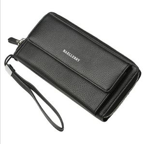Wallets Solid Men Zipper Multi Function Card Holder Leather Wallet Long Design Quality