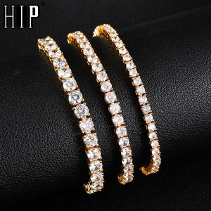 3mm 4mm 5mm Mens Cubic Zirconia Tennis Bracelet Chain Hip Hop Jewelry Gold Color