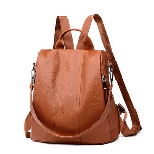 Summer White Fashion PU Leather Anti-thief Backpack Large Capacity School Bag for Teenager Girls Multifunction Casual Sac a Dos K726