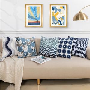 Cushion/Decorative Pillow Geometric Cotton Canvas Cushion Cover White Embroidery 45x45cm Home Decor Floral Sofa Sham