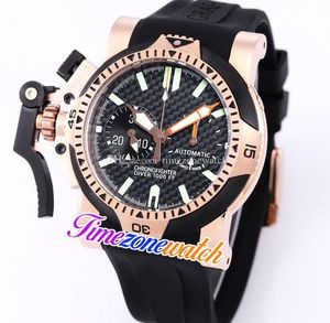 2022 Chronofighter 44 Miyota Quartz Chronograph Mens Zegarek Dwa Tone Rose Gold Case Case Carbon Fiber Dial Stick Guma Pasek Backhand Stopwatch Zegarki czasowe