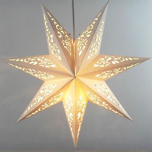 Içi Boş Pencere toptan satış-Noel Süslemeleri cm Yıldız Parti Işık Pencere Izgara Kağıt Fener Yıldız Abajur Bahçe Asılı Dekorasyon için