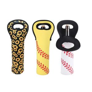 Portable Softball Baseball Sunflower Neoprenowy 750ml Wino Piwo Butelki Torby Champagne Chłodnica Torba Prezenty Ślubne LX0271