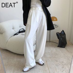 Autumn And Winte Fashion Casual Solid Color High Waist Wide Leg Trousers Loose Slimm Long Pants Women SF456 210421