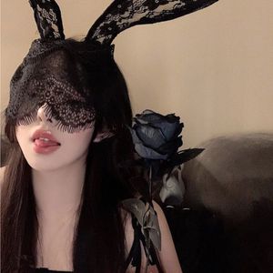 Zwart Haarband Kant Sluier Cat Girl Party Oor Masker Halloween Makeup Rabbit Y Party