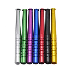 Metall One Hitter Bat Pipe 78mm Aluminiumlegierung Dugout Herb Tobacco Cigarette Sniffer Snuff Snorter Mini Baseball Bat Straight Type