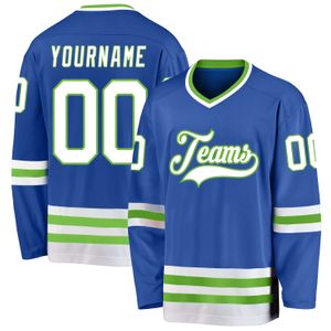 Jersey di hockey verde bianco blu personalizzato