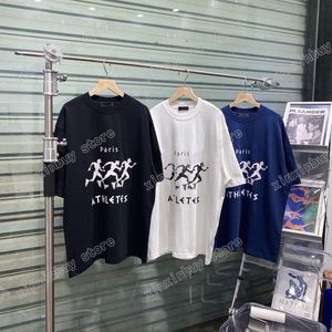 21ss Men Parted T Рубашки Polos Designer спортсмены этикетки этикетки печать Парижская одежда мужская рубашка тег свободный стиль черный белый серый 05