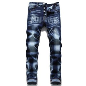 Dsquared оптовых-Мужские джинсы Dsquare бренд Италия цепные брюки ростка высочайшего качества мужчины тонкие джинсовые брюки синий карандаш на