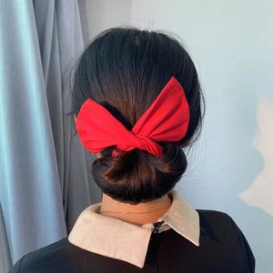 Hair Clips & Barrettes Women Knotted Deft Bun Summer Print Bands Bow Headband Sweet Braider Maker Hairpin 14 Colors Hairbands Accessories