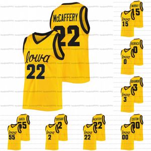 Custom Iowa Hawkeyes 2022 Basketballtrikot 22 Patrick McCaffery 15 Keegan Murray 2 Joe Toussaint 3 Bohannon 55 Luka Garza