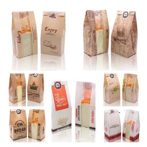 1lot/100pcs Party Favor 250g toast packing bag coated kraft paper bags food oil proof paper bread baking Supplies 13style T2I52264