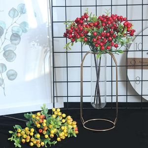 Decorative Flowers & Wreaths 1 Bunch Simulation Fruits Christmas Berry Blueberry Single Branch Foam Plants Artificial DIY Wedding Garden Hom