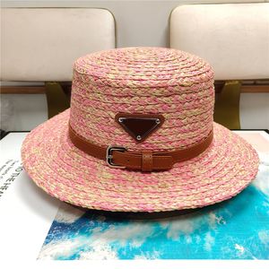 Women Wide Brim Hat Straw Bucket Hat Triangle Designers Caps Hatts Womens Fashion Beach Cap Bonnet Beanie Casquette