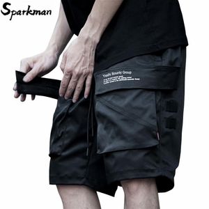 Män hiphop last shorts streetwear 2021 harajuku joggers kort sida ficka sommar svart casual track hipster gata slitage män