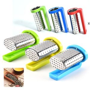 Tea Infuser Reusable Tea Strainer Cup Teapot Stainless Steel Tea Spoon Filter With Holder Random Colors RRF12673