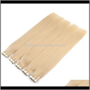 Color 1 60 In Human Invisible Remy 100G40Pieces Brazilian Double Sides Adhesive V20Iv Skin Weft Extension 6Dsrx