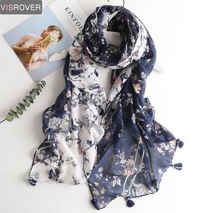 VISROVER Fashion Summer Women For Lady Scialle in viscosa Sciarpa con stampa tropicale Testa Sciarpe da spiaggia di marca di lusso Hijab