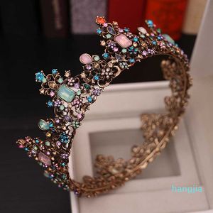 Corona rotonda Tiara Stile barocco Fidanzamento Accessori per capelli da sposa Per gioielli da donna Festa Copricapo da spiaggia Regalo regina YQ09 Clip Barrette