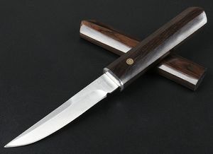 Yüksek Kaliteli Survival Düz Bıçak D2 Damla Nokta Saten Bıçak Ahşap + Çelik Kafa Kolu Sabit Bıçak Bıçakları Woods Kılıf