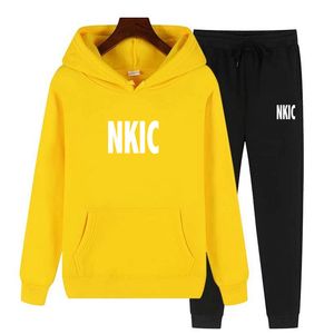 2022 Marca Casual Tracksuits Homens Mulheres Hoodies + Sweatpants Tracksuit Marido Sportswear Plus Size S-3XL 2 PCS Conjuntos Jaqueta de Algodão