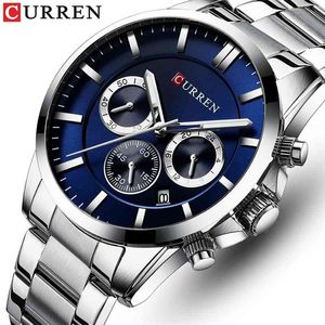 Curren Mężczyźni Zegarek Top Marka Luksusowy Moda Zegarek męska Wodoodporna Watch Sportowy Watch Wrist Chronograph Clock Relogio Masculino 210517