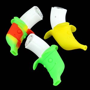 Bong per fumare banane tubi manuali in silicone 4,7 '' Mini narghilè per tubi a cucchiaio piattaforme petrolifere per uso alimentare durevoli