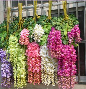 Dekoratif Çiçekler Yapay Ivy Ipek Çiçek Wisteria Asma Rattan Düğün Centerpieces Süslemeleri için Buket Garland Ev Süsleme RH05523